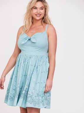 Disney Princess Cinderella by Torrid Plus Fangirl Light Aqua Tie-Front Sun Dress